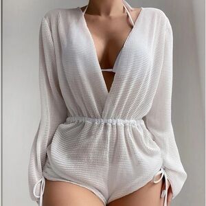 Hollow Out Drawstring Side Cover Up